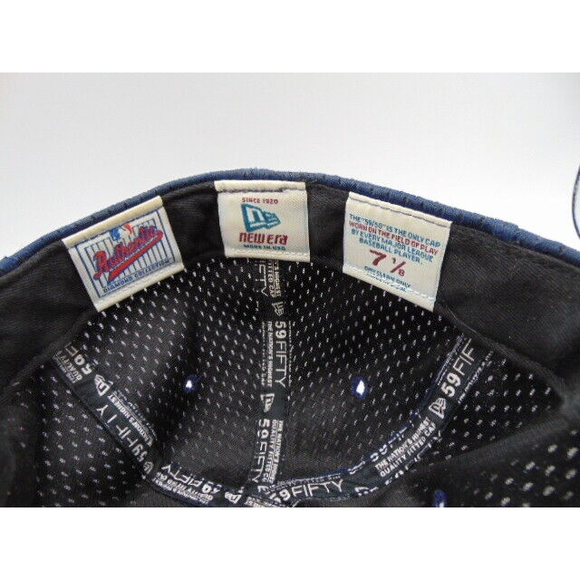 Vtg. Atlanta Braves Fitted Baseball Cap 7-1/8 New Era 59/50 MADE IN USA Blue/Red - Picture 8 of 10